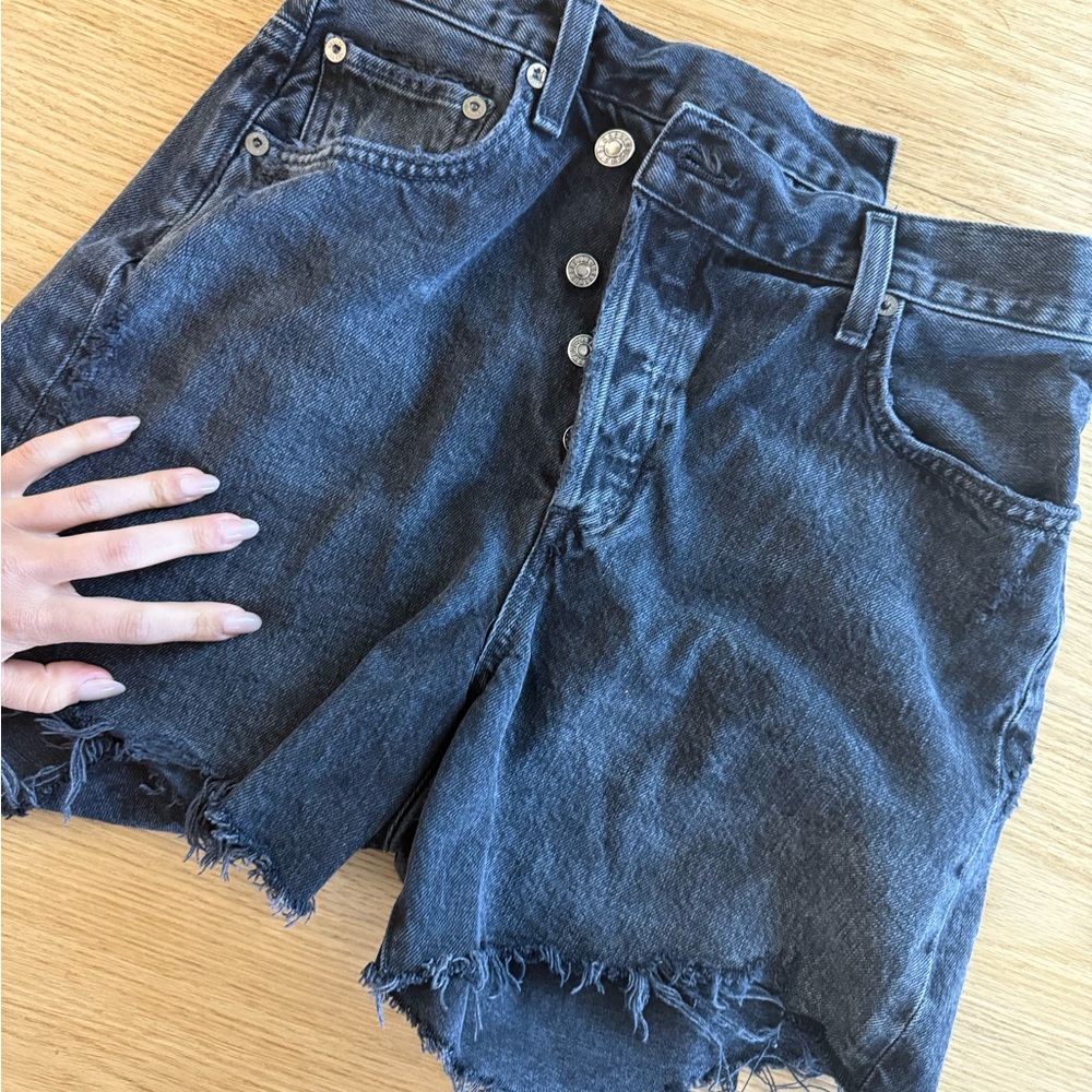 Agolde assimétricas denim jean shorts size 26